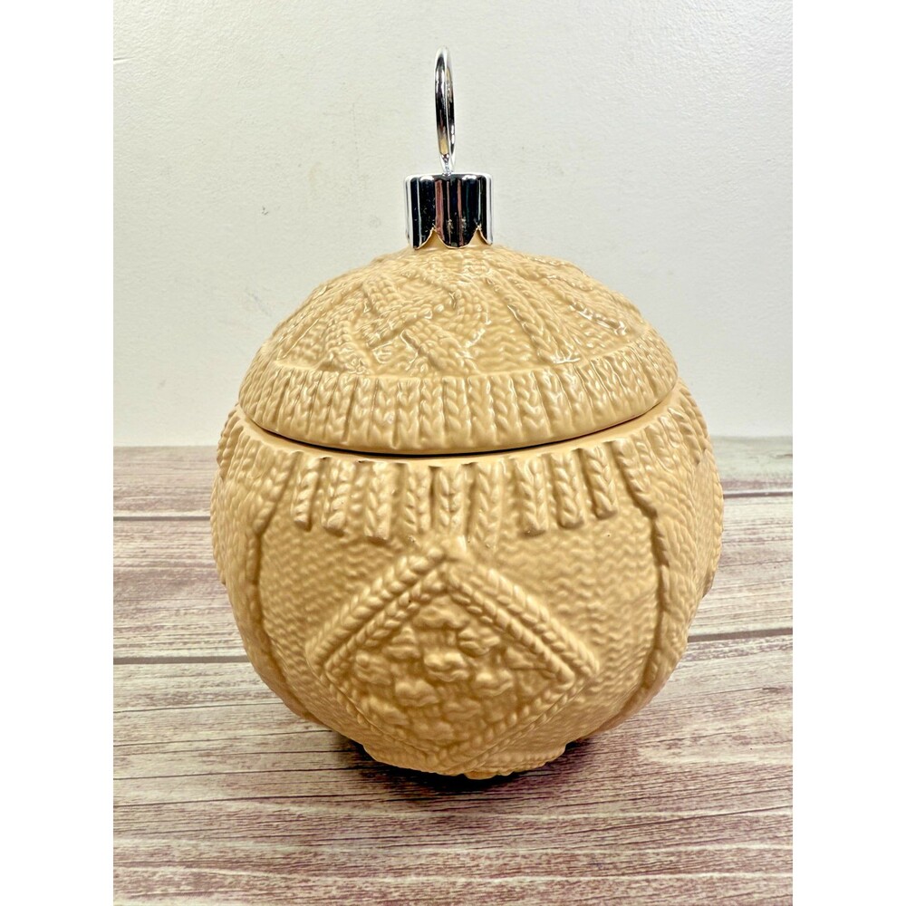 FTD Trinket Jar‎ Candy Ginger Antique Porcelain Textured 7.5" Tall Vintage 1910